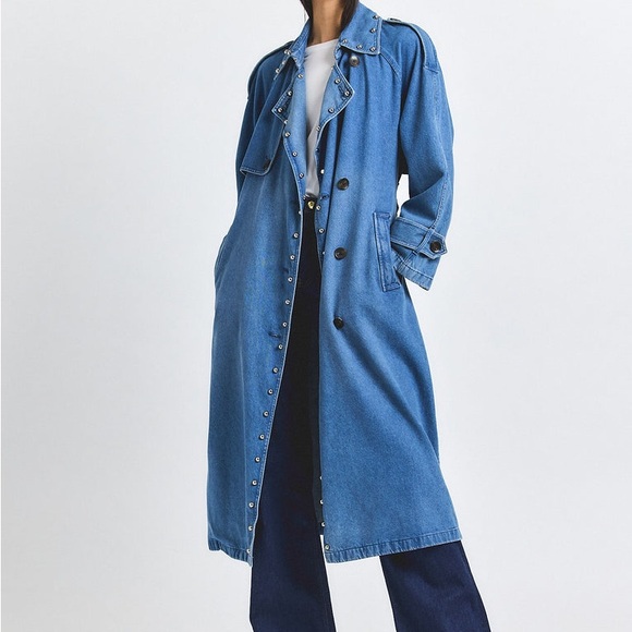 Freda Salvador Denim Trench Coat NWT Size S$595 RetailStructured Statement